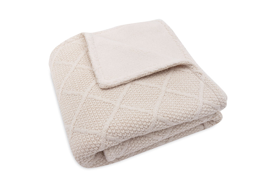 <tc>Jollein</tc> Bettdecke Bettgestell 100X150Cm Check Knit Oatmeal/Teddy Fleece