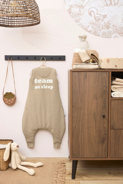 Meyco Baby Slub With Team No Sleep Application Baby Winter Sleep Overall Jumper Taupe/Offwhite