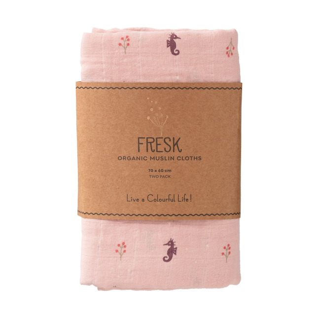 <tc>Fresk</tc> Swaddle Set 2 Stück. 70x60 cm Seepferdchen