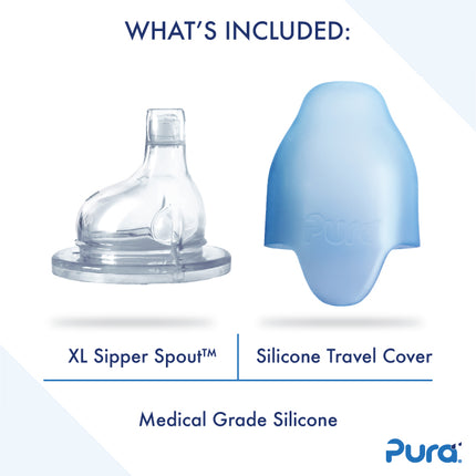 Pura tuitfles RVS 325 ml + silicone tuitspeen + silicone reisdop + moss sleeve