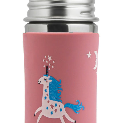 <tc>Pura</tc> Strohhalm-Flasche aus Edelstahl 325 ml + Silikon-Strohhalm + Silikon-Reisekappe + Einhorn-Hülle