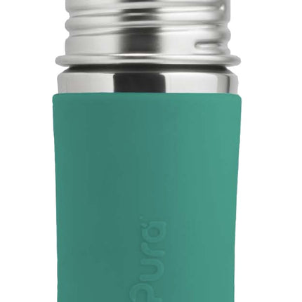 Pura rietjesfles RVS 325 ml + silicone rietje + silicone reisdop + mint sleeve