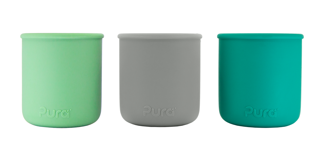 Pura my-my™ silicone drinkbeker 3-pack - Mint, Grijs en Moss