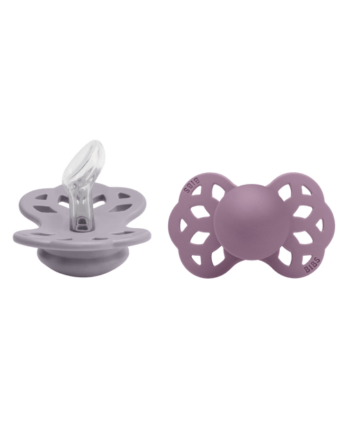 BIBS Speen Maat 1 Silicone Anatomical Fossil Grey/Mauve 2st - BIBS - Babywinkel - 5713795243952