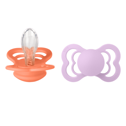 BIBS Speen Maat 2 Silicone Supreme Papaya/Violet Sky 2st - BIBS - Babywinkel - 5713795230334