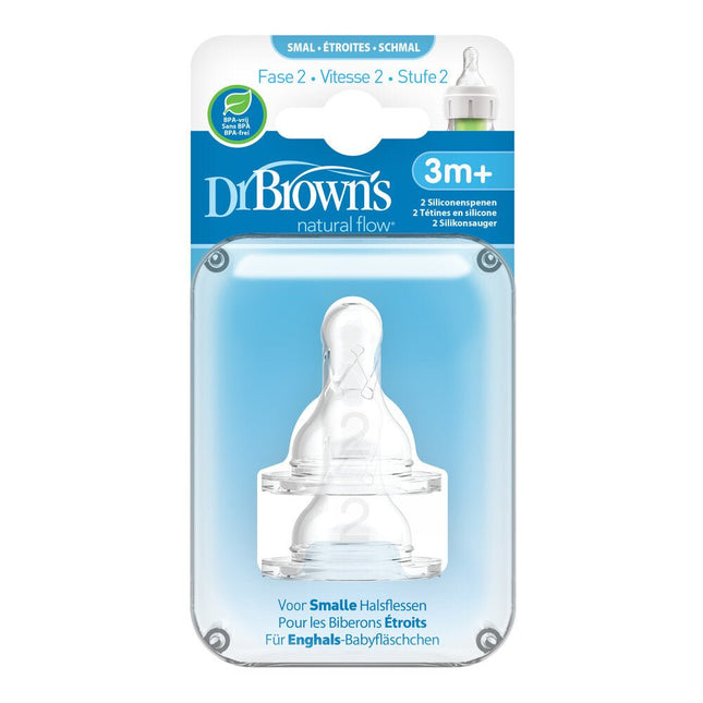 Dr. Brown's Speen fase 2standaardfles 3m+ 2st - Dr. Brown's - Babywinkel - 072239305065