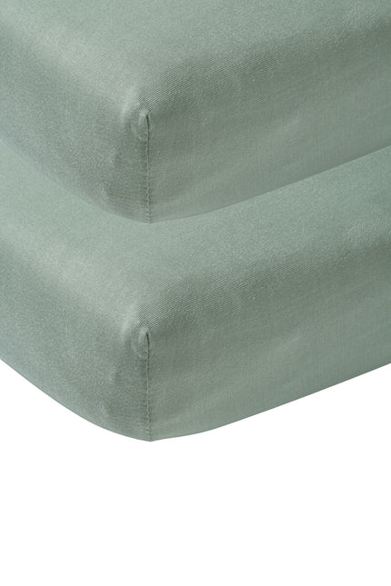 Meyco Spannbettlaken Jersey Stone Green 70x140/150 cm 2St