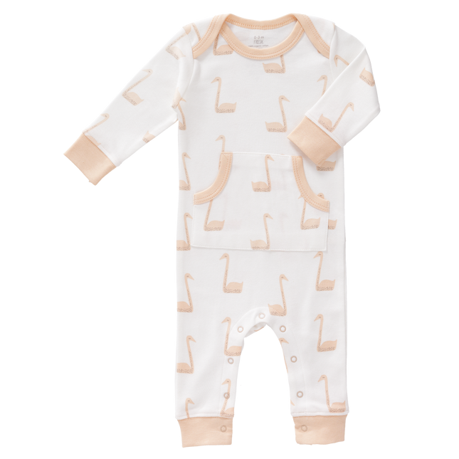 Fresk Baby-Pyjama ohne Fuß Swan Pale Peach