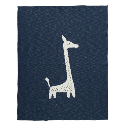 Fresk Kinderbettdecke, gestrickt, Giraffe, Indigo, 100 x 150 cm