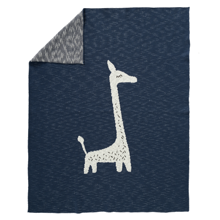 Fresk Kinderbettdecke, gestrickt, Giraffe, Indigo, 80 x 100 cm