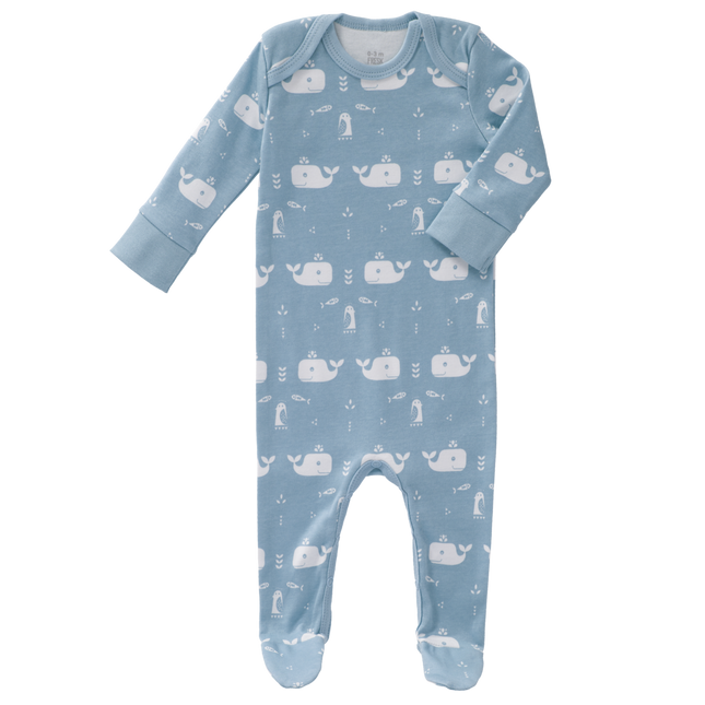 Fresk Baby-Pyjama mit Fußwal und blauem Nebel