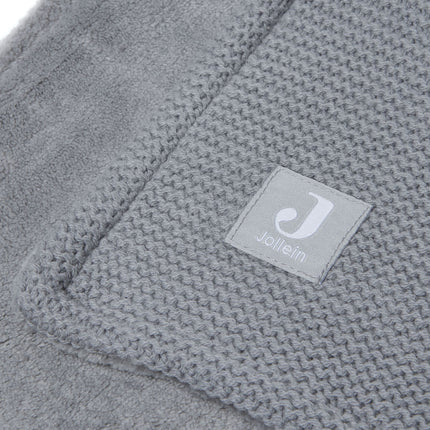 Jollein Wiegendecke Basic Knit Stone Grey/Fleece 75x100cm