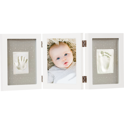 Dooky Geschenkbox mit Baby-Aufdruck, Dreifachrahmen-Set „Happy Hands“.