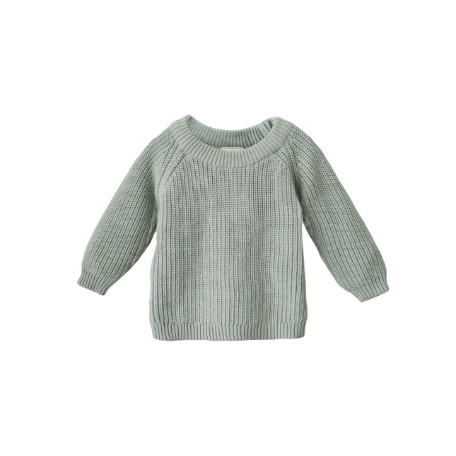 Mushie Baby Pullover Chunky Knit Light Mint