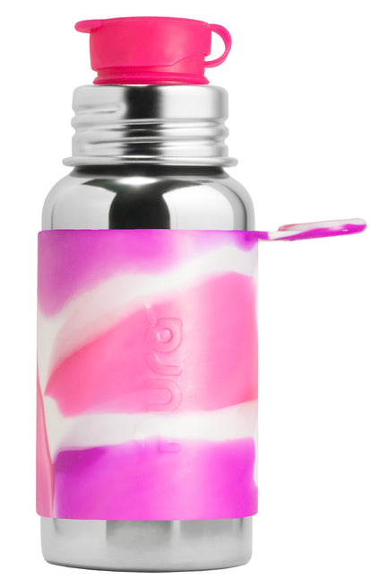 Pura Wasserflasche Edelstahl 550 ml Set Pink Swirl 3 Stück