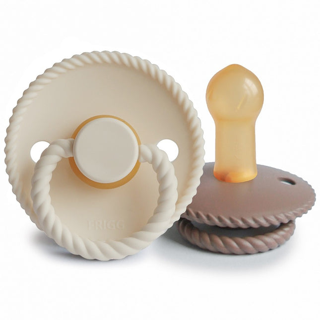 Frigg Schnuller Größe 2 Seil Creme/Sepia Latex 2er-Pack