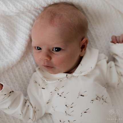 Yumi Baby Strampler mit Kragen Kranichvögel