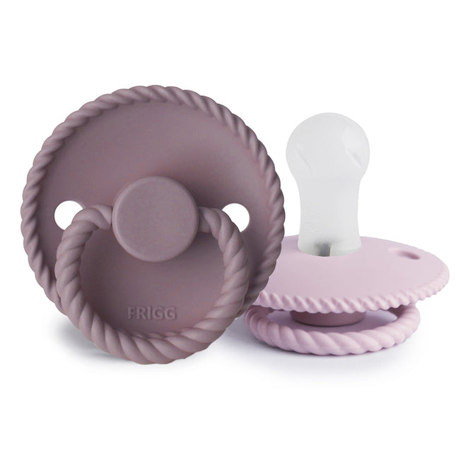 <tc>Frigg</tc> <tc>Schnuller</tc> Größe 1 Rope Tw. Mauve/Soft Lilac Silikon 2er-Pack