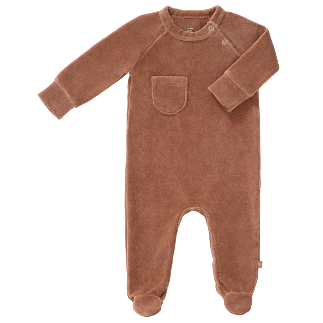 Fresk Baby-Pyjama aus Velours mit Fuß in Tawny Brown