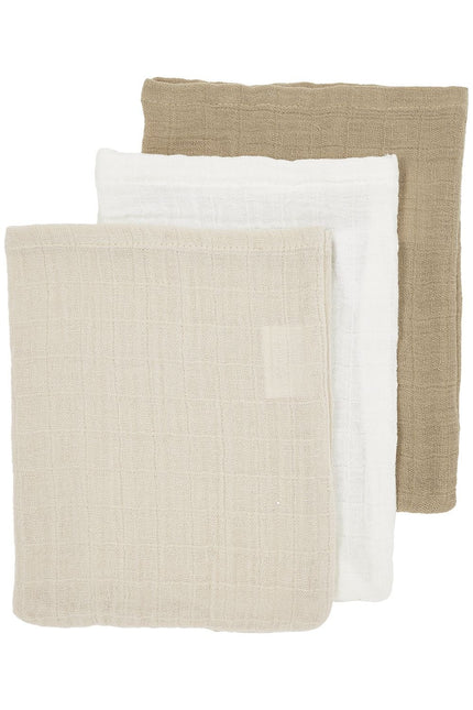 Meyco Waschlappen 3er-Pack Offwhite/Soft Sand/Taupe 20X17cm