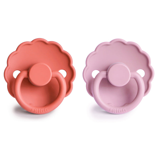 Frigg Schnuller Größe 1 Gänseblümchen Rosa Creme/Mohn Silikon 2er-Pack