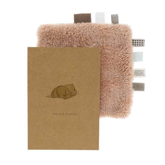 Snoozebaby Geschenkset Kuscheltuch und Geburtsanzeige Milky Rust