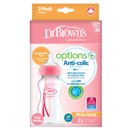 Dr. Brown's Optionen + Weithalsflasche 270ml Duopack rosa
