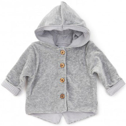 Bamboom Baby-Cardigan mit Kapuze, samtgrau, meliert