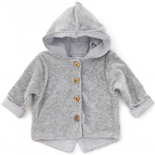 Bamboom Baby Strickjacke mit Kapuze Samt Grau Mele