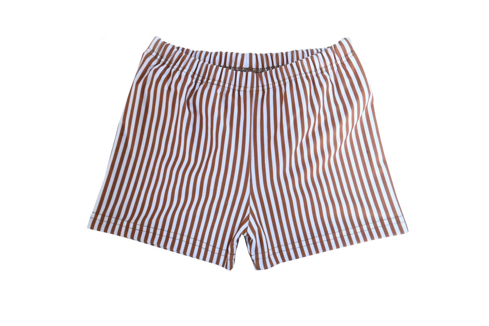 Slipstop Badehose Kind Cognac gestreift