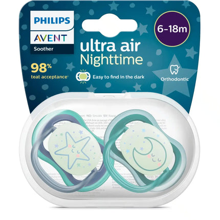 Philips Avent Schnuller +6 Monate Air Night Star/Moon