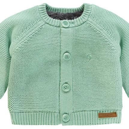 Noppies Baby-Cardigan mit Teddy-Futter, Grau-Mint