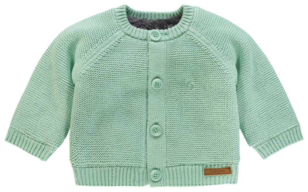 Noppies Baby Strickjacke Teddyfutter Grau Mint