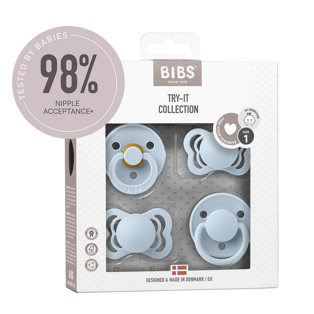 BIBS Schnuller Größe 1 Testkit Baby Blau