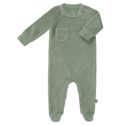 Fresk Baby-Pyjama aus Velours mit Fuß, Waldgrün