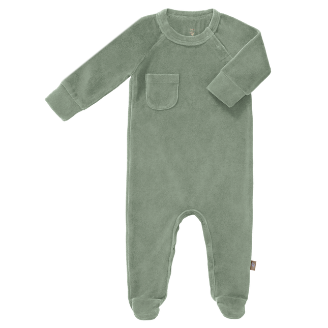 Fresk Baby-Pyjama aus Velours mit Fuß, Waldgrün