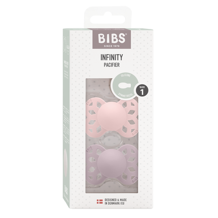 BIBS Schnuller Größe 1 Silikon Symmetrische Blüte/Dusky Lilac 2pcs