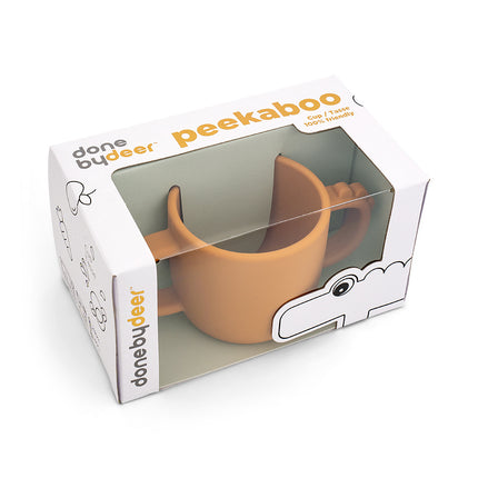 Done by Deer Tasse Peekaboo mit 2 Henkeln, Kroko-Senfgelb