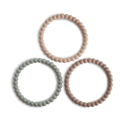 Mushie Beißring Armband Silikon Sage/Toskana/Dese 3tlg.