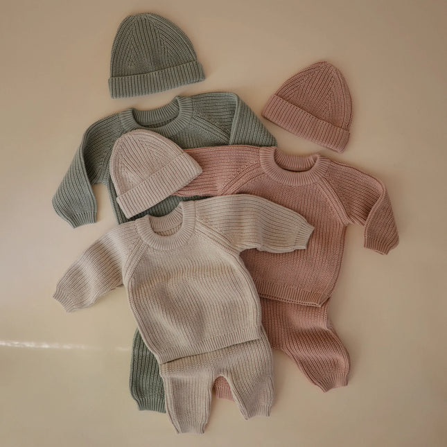 Mushie Baby Pullover Chunky Knit Blush