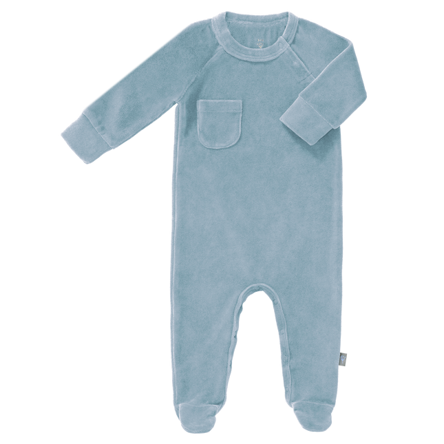 Fresk Baby Schlafanzug Velours mit Füßen Blauer Nebel