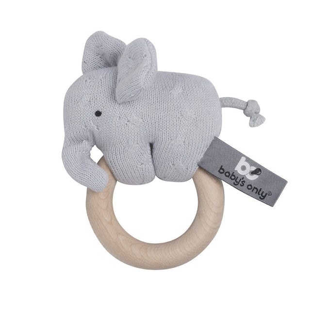 Baby's Only Rassel Holz Elefant Silber/Grau