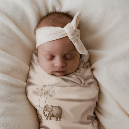 Yumi Baby Swaddle blanket Vintage Jungle Taupe