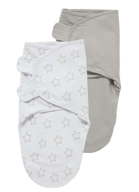 Meyco Swaddle blanket 2St Stars Uni Grau