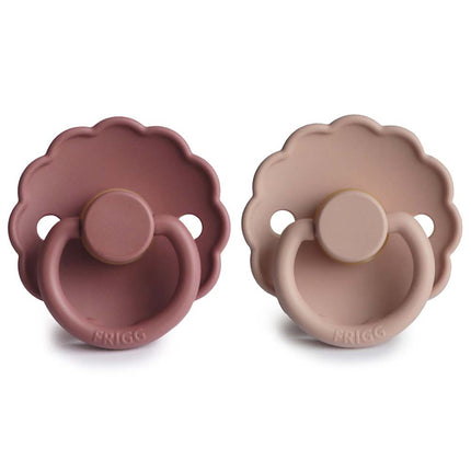 Frigg Schnuller Größe 2 Daisy Baby Blush/Woodch Silikon 2er-Pack