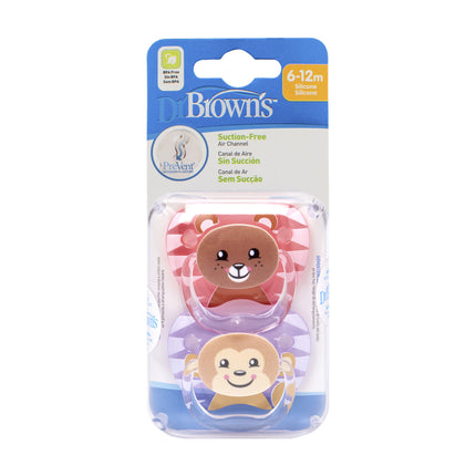 Dr. Brown's Schnuller Phase 2 Rosa 2er-Pack Tiergesichter