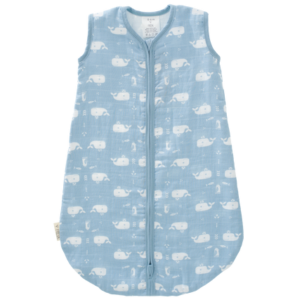 Fresk Schlafsack Baby Musselin Whale Blue Fog 2-lagig