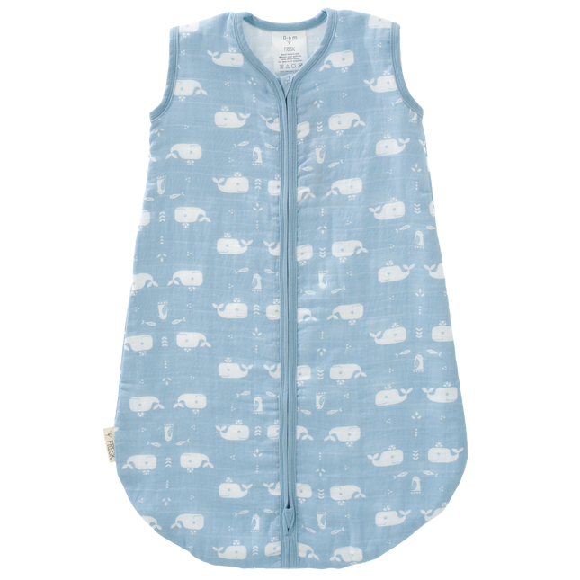 Fresk Schlafsack Baby Musselin Whale Blue Fog 2-lagig