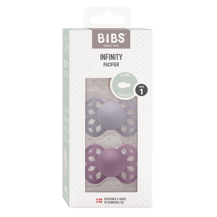 BIBS Schnuller Größe 1 Silikon Symmetrisch Fossil Grau/Mauve 2pcs