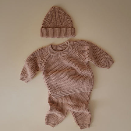 Mushie Baby Pullover Chunky Knit Blush